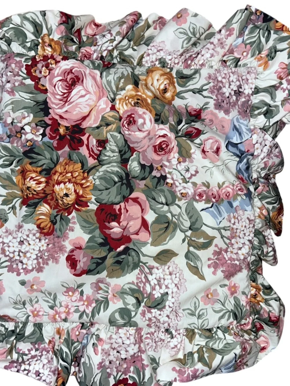 Ralph Lauren Allison floral pillow sham French country rose lavender ruffle case
